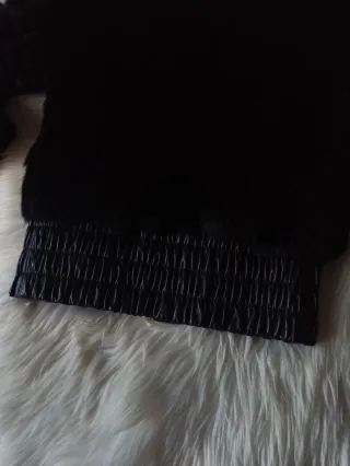 Abrigo Mango Pelo Negro Real 