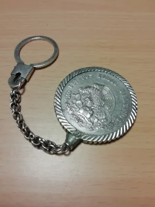 Llavero Moneda Plata Mexico 5 Pesos Cuauhtemoc