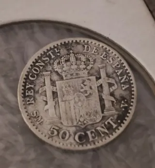 Moneda 50 Céntimos Plata Alfonso XII 1904