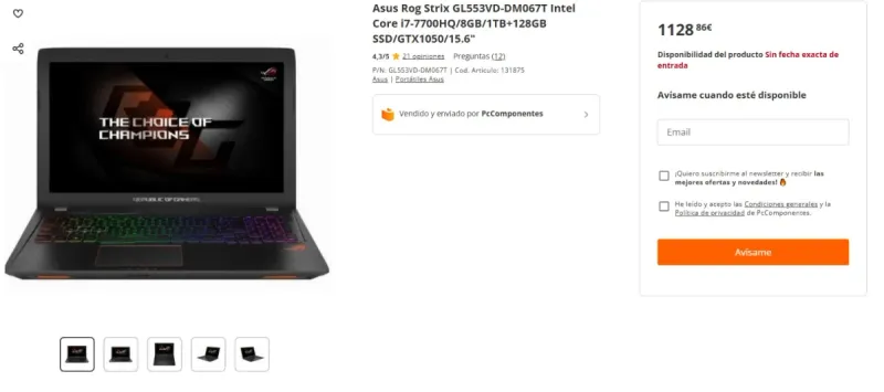 Asus ROG Strix GL553VD-DM067T i7-7700HQ + Base afbeelding 9