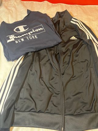 Conjunto Adidas y Champion Negro