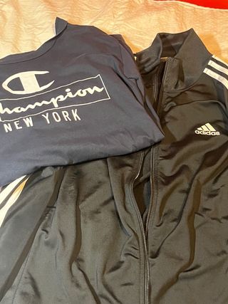 Conjunto Adidas y Champion Negro