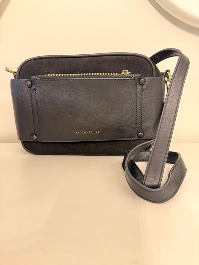 Bolso Paco Martinez Negro Piel y Ante