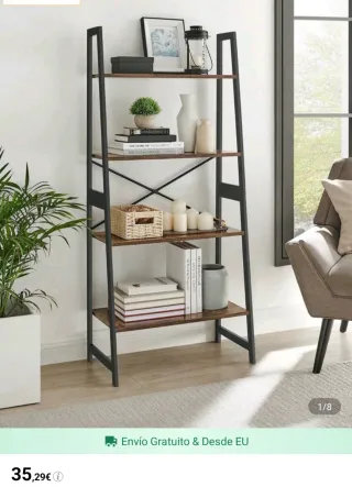Estantería Escalera Metálica y Madera