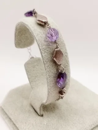 Braccialetto donna argento 925 con pietre viola