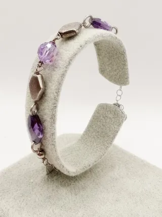 Braccialetto donna argento 925 con pietre viola