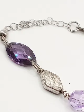 Braccialetto donna argento 925 con pietre viola