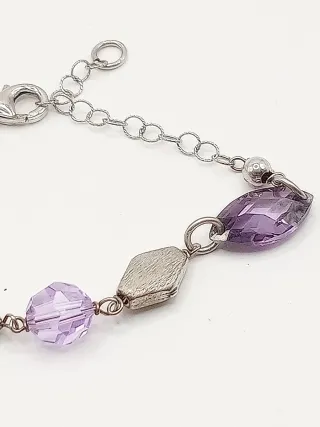 Braccialetto donna argento 925 con pietre viola