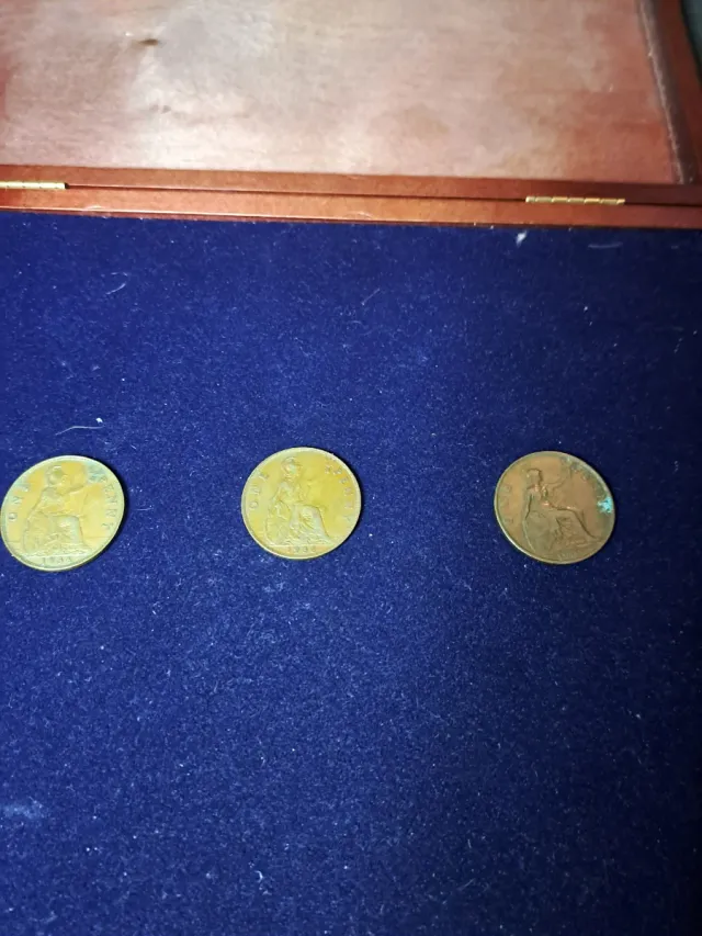 3 Monedas One Penny Inglaterra 1901-1936