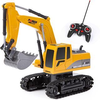 Excavadora Control remoto Modelo BC1027 Teledirigido para Niños Regalo de Cumpleaños, 1:24 Excavadora Tractor Juguetes , Vehículo de Construcción RC 6 Canales Camion con LED y Sonido