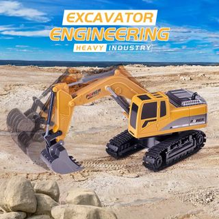 Excavadora Control remoto Modelo BC1027 Teledirigido para Niños Regalo de Cumpleaños, 1:24 Excavadora Tractor Juguetes , Vehículo de Construcción RC 6 Canales Camion con LED y Sonido