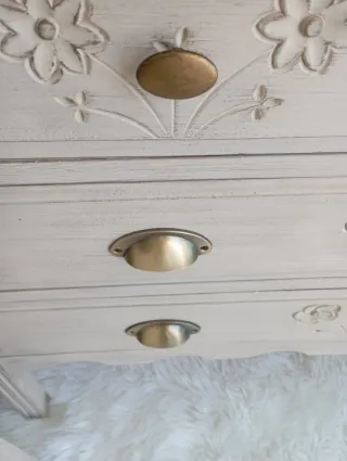 Cajonera Madera Maciza Vintage Beige/Marrón