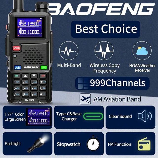 Kit de 2 Walkie Talkies Baofeng UV-5RM 5-15 km