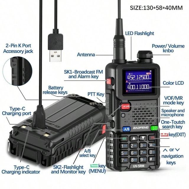 Kit de 2 Walkie Talkies Baofeng UV-5RM 5-15 km