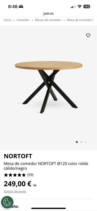 Mesa comedor redonda NORTOFT madera