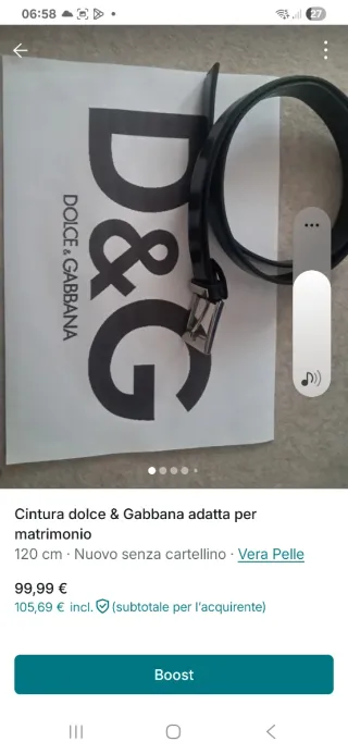 Cintura Dolce & Gabbana Vera Pelle 120cm