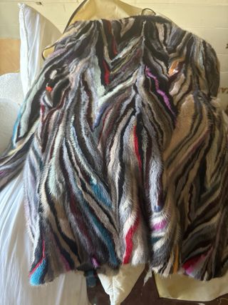 Chaquetón de piel multicolor