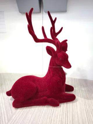 Decorazione Renna Natale Velluto Rosso