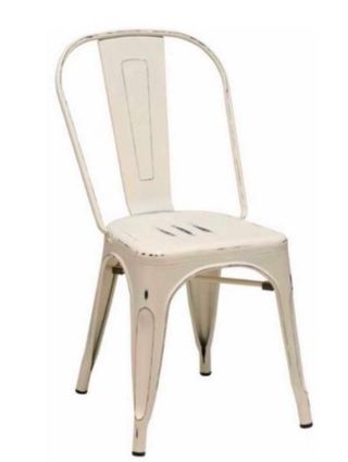Sillas de metal beige y blanco