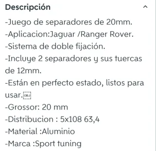 Separadores de Rueda 5x108 20mm Jaguar