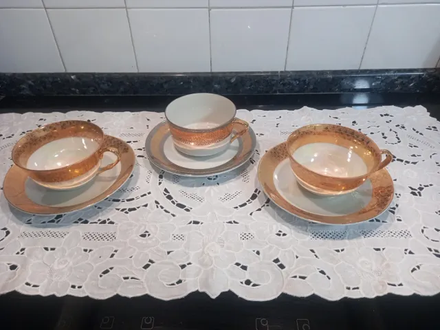 Tazas de porcelana Limoges doradas
