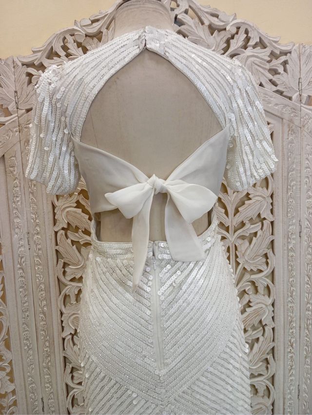 Vestido Novia Lentejuelas Blanco