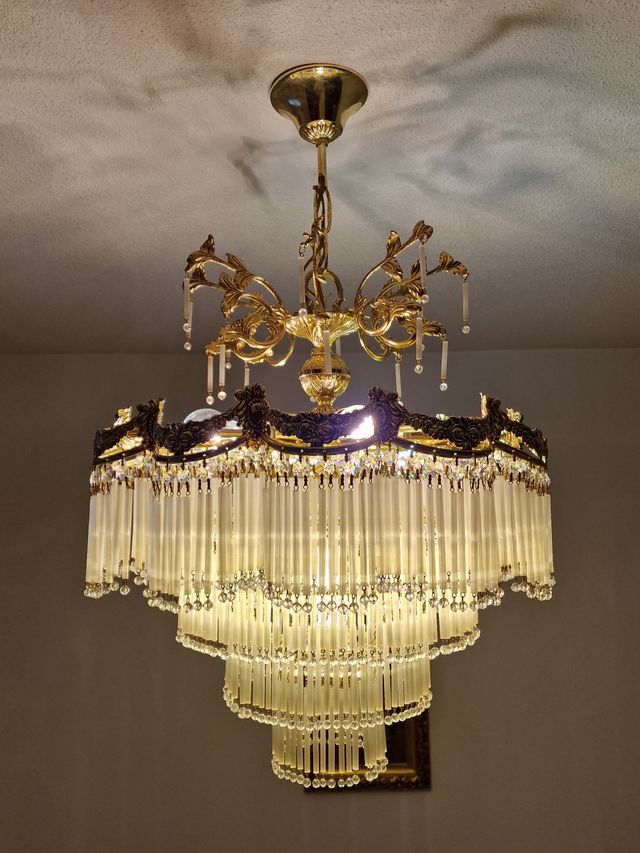 Lampara de techo de lágrimas de cristal