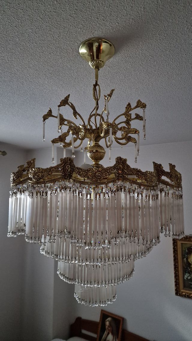 Lampara de techo de lágrimas de cristal