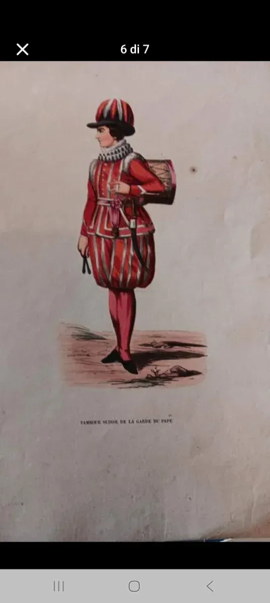 Litografia antica dipinta a mano