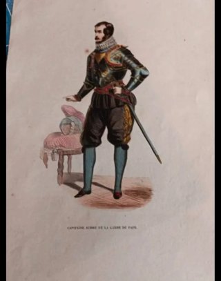 Litografia antica dipinta a mano.