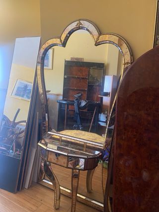 Espejo Coqueta Entrada Cristal Dorado