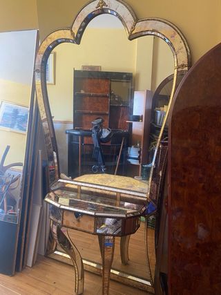 Espejo Coqueta Entrada Cristal Dorado