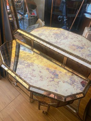 Espejo Coqueta Entrada Cristal Dorado