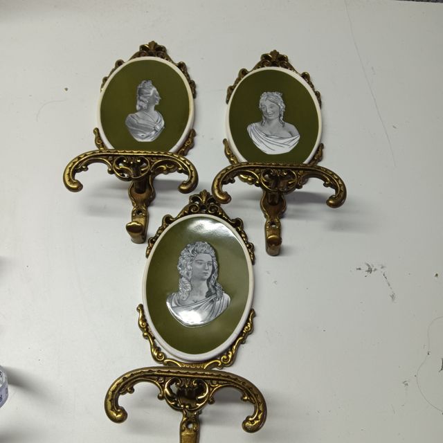 3 Appendiabiti Stile Liberty Oro/Verde