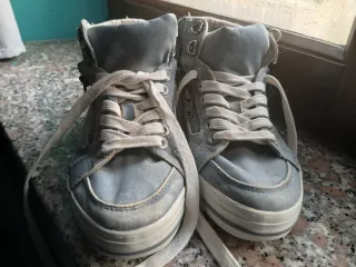 Scarpe ginnastica effetto jeans blu