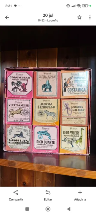 Caja vintage Whittard de cafés