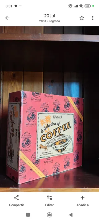 Caja vintage Whittard de cafés