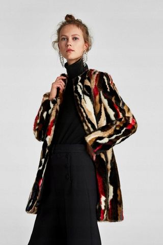 Abrigo pelo colores multicolor ZARA otoño invierno
