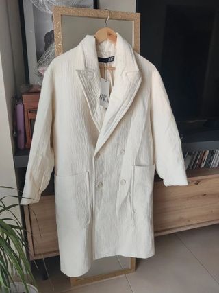 Abrigo largo/midi cruzado lana Zara con solapas y 
