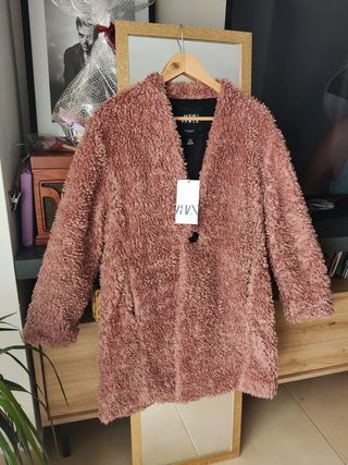 Abrigo teddy ZARA pelo rizo borrego otoño invierno