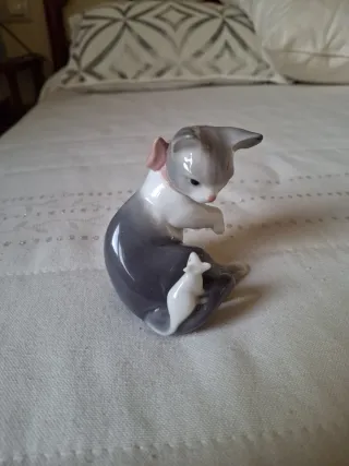 Figura Lladró Gato con Ratón