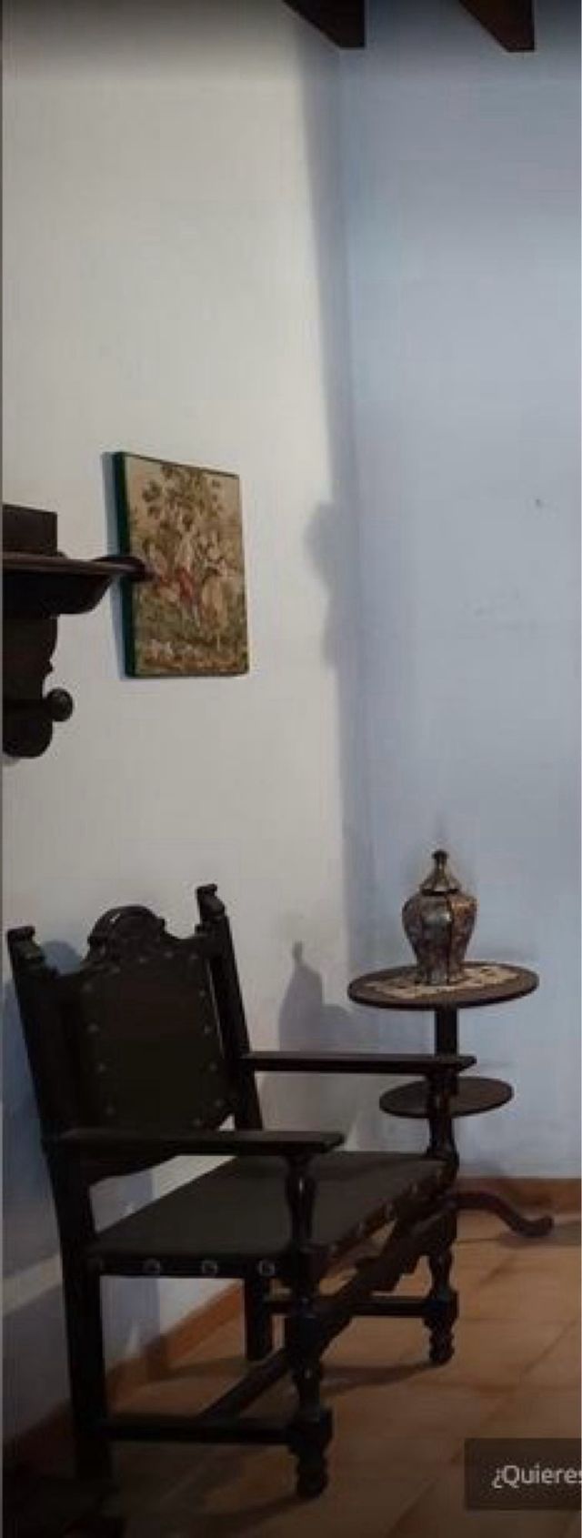 Silla Frailera Cuero y Madera de época. Vintage