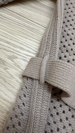 Cardigan donna maglia traforata con cintura