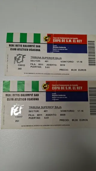 Entradas Final Copa del Rey 2005 Betis-Osasuna