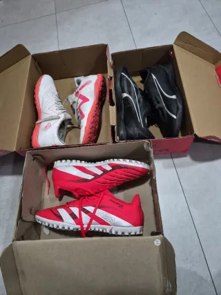 Lote bambas futbol,  3 pares adidas y puma