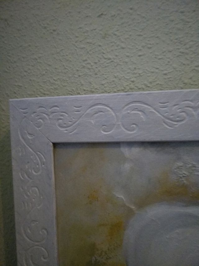 Cuadro abstracto flores blancas