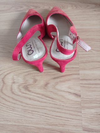 Zapatos Oui Slingback Rosas Tacon Bajo