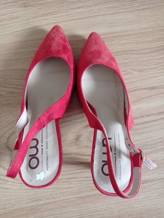 Zapatos Oui Slingback Rosas Tacon Bajo
