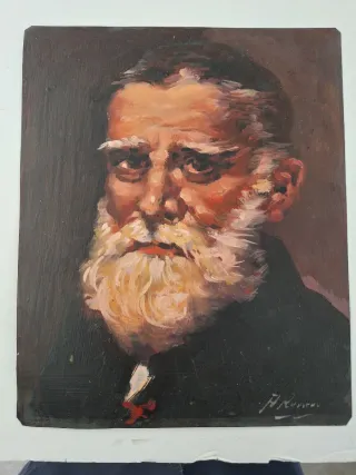 Cuadro Retrato Óleopintado sobre plancha de cobre.