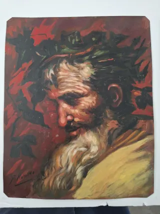 Cuadro antiguo hombre con corona